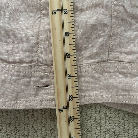 JNY Jone New York Jacket 100% Linen Pink Cropped Trucker SZL Lightweight Boho - Picture 8 of 8